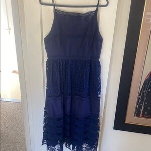 ASOS Navy Blue Lace Midi Dress